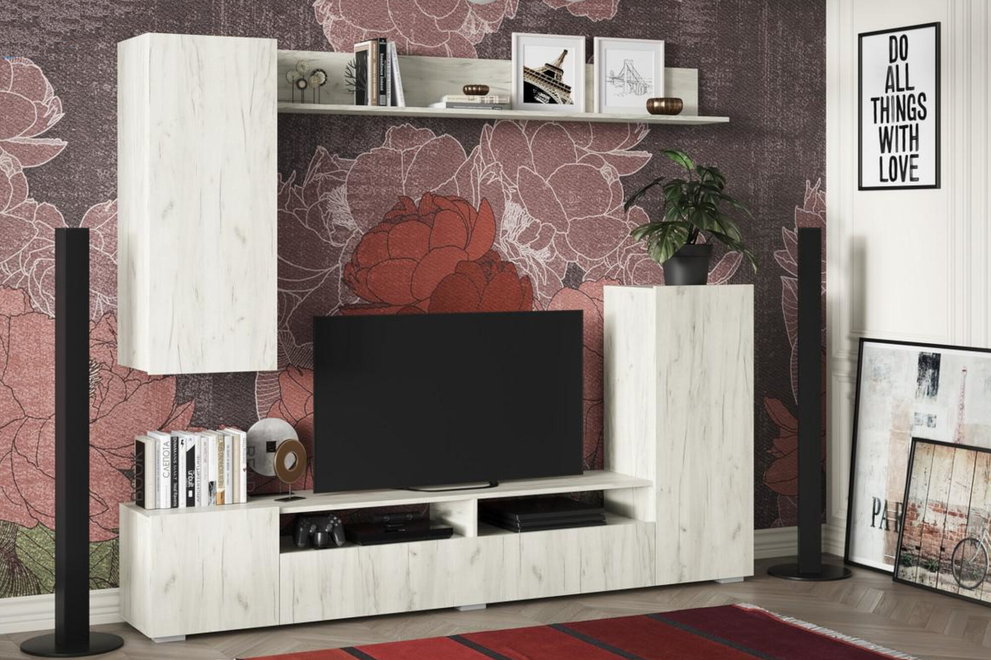 фото Стенка МК Стиль Соло-15 дуб крафт белый 213 х35 х180 см