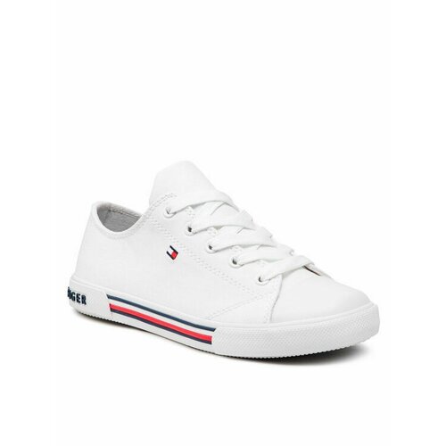 Кеды TOMMY HILFIGER, размер EU 34, белый new all match lightweight low cut non slip wear resistant breathable men s four seasons round toe lace up casual sports shoes