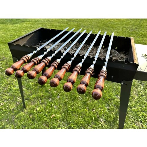 Набор шампуров с деревянной ручкой из 8 штук 45 см Шампуры с деревянной ручкой Шампуры из нержавеющей стали 1131₽