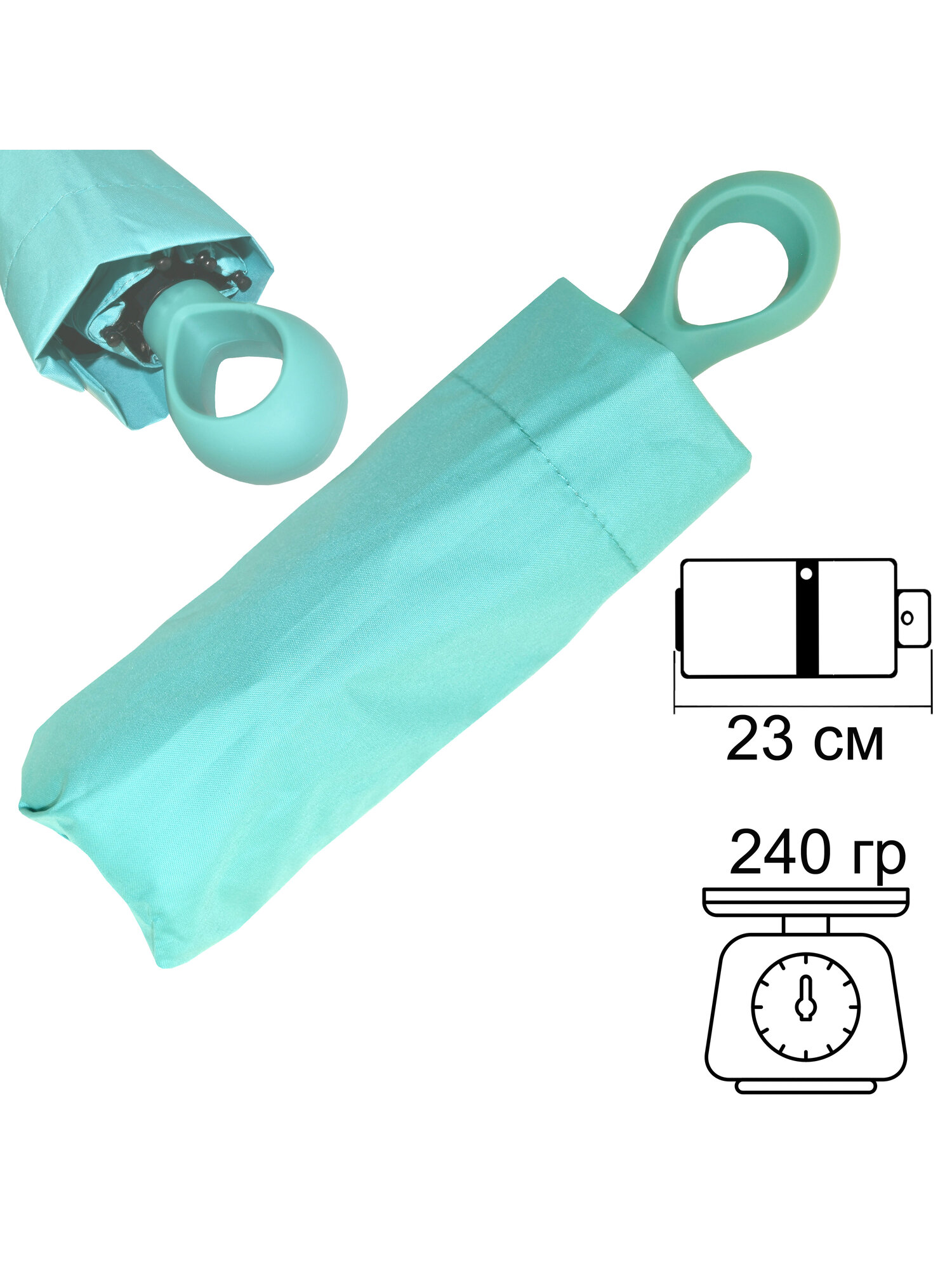 Мини-зонт Ame Yoke, бирюзовый — фото 1