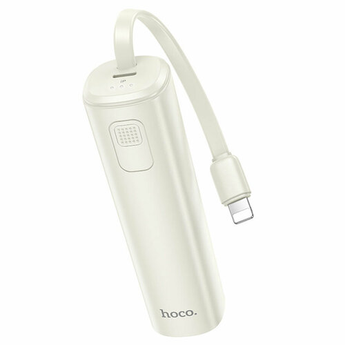 Портативный аккумулятор HOCO J113 Energy-bar встроенный кабель Lightning 5000 мАч белый 1027₽