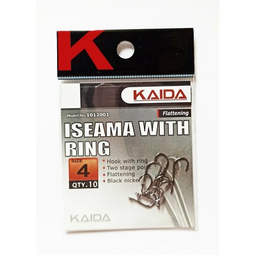 крючок mottomo iseama w ring 069 nickel black 12 10 шт Крючки одинарные Kaida ISEAMA размер 4