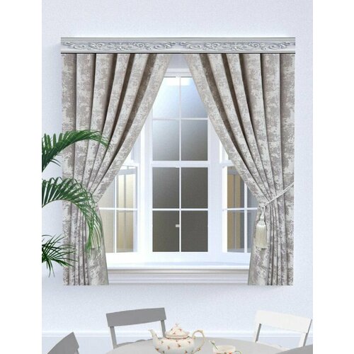 Комплект штор для кухни мрамор беж 130х180