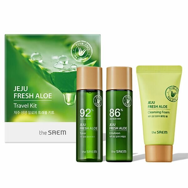 Набор миниатюр с экстрактом алоэ вера The SAEM Fresh Aloe Travel Kit (тонер, эмульсия, пенка) (31 мл*2 шт/25 мл)