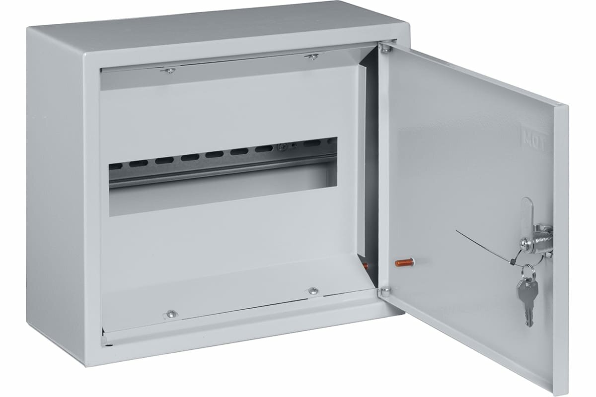 фото Щит навесной TDM ЩРН 12 модулей с металлической дверцей и замком IP31 серый