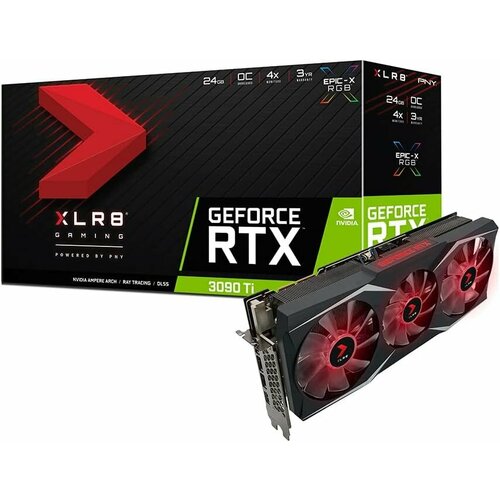 PNY GeForce RTX™ 3090 Ti 24GB XLR8 Gaming Uprising Epic-X RGB видеокарта pci e pny geforce rtx 4070 verto epic x rgb triple fan xlr8 vcg407012tfxxpb1 12gb gddr6x 192bit 5nm 1920 21000mhz hdmi 3 dp rtl