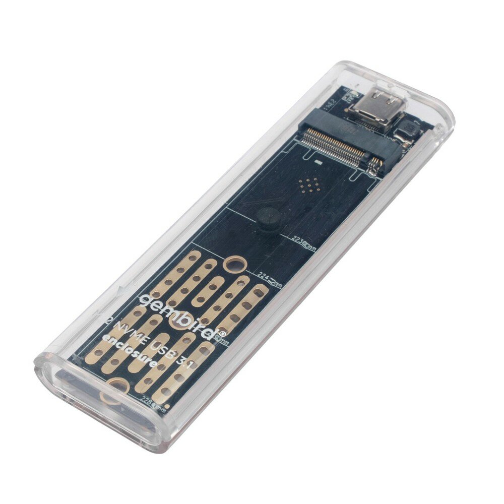 Gembird Контейнер для HDD EEM2-NVME-2 Внешний корпус USB 3.1 для M2 NVME порт Type-С, пластик, прозрачный