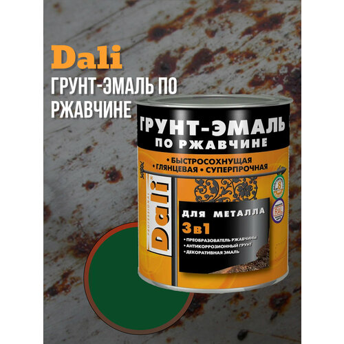 DALI Грунт-эмаль по ржавчине 3 в 1 гладкая, объем 0.75л, зеленый мох RAL 6005 грунт эмаль по ржавчине 3 в 1 dali зеленый мох ral 6005 10 л 1 45816