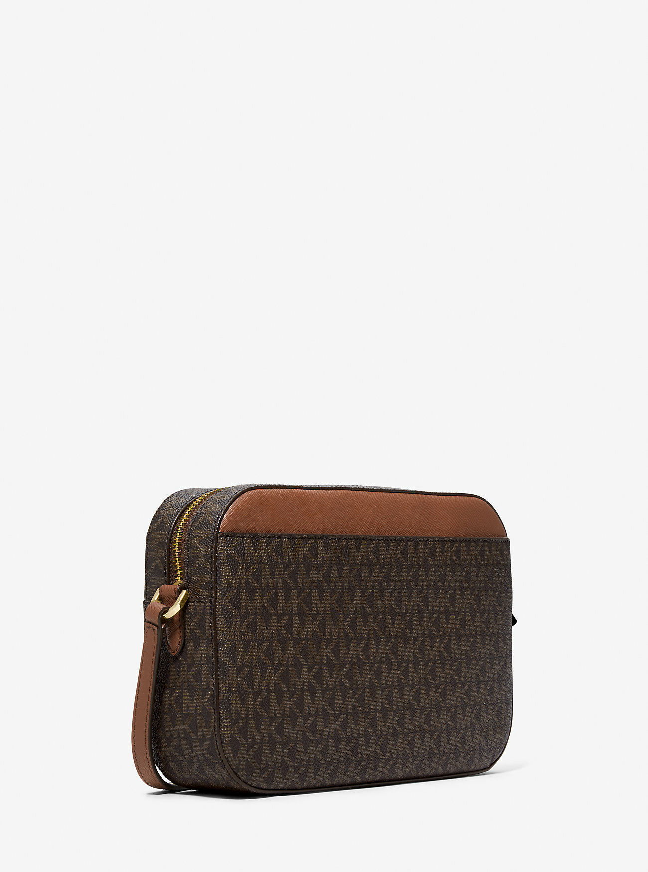 Сумка кросс-боди MICHAEL KORS Michael Kors Jet Set Large Logo Crossbody Bag Brown (Михаэль Корс сумка с лого через плечо золотая фурнитура с карманом на молнии коричневая)