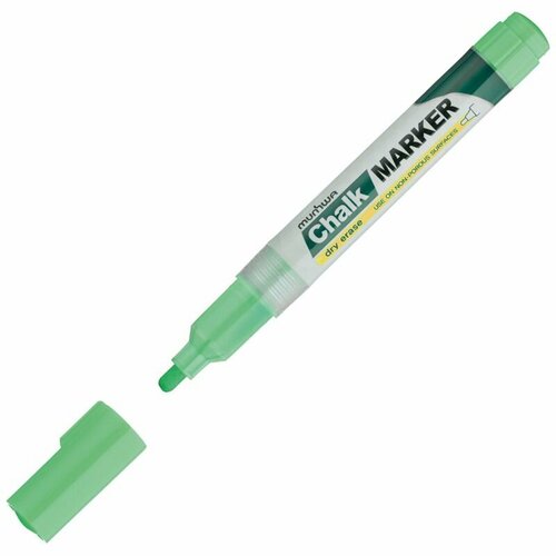 Маркер меловой MunHwa Chalk Marker, зеленый, 3 мм, спиртовая основа маркер rexant 08 7004 меловой munhwa chalk marker 3 мм зеленый спиртовая основа