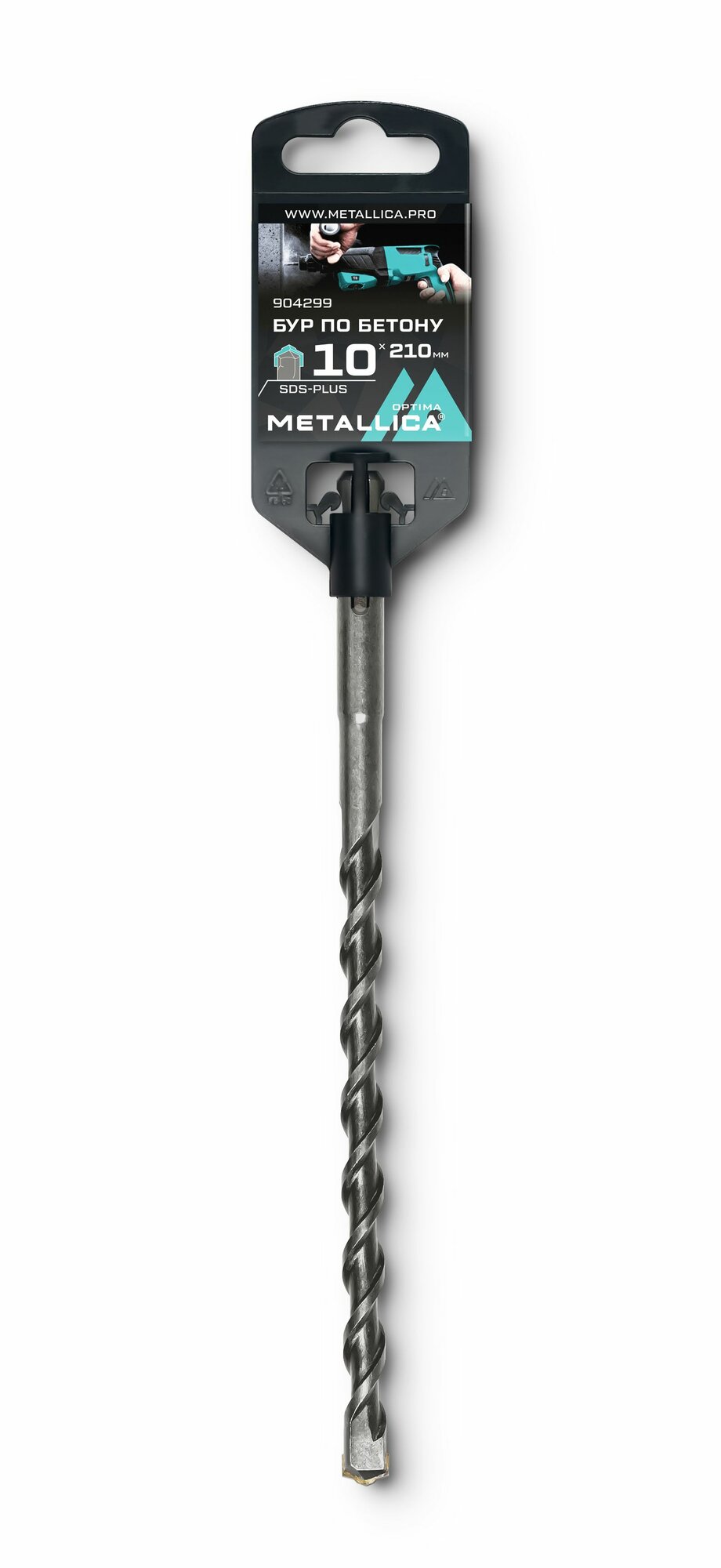 Бур по бетону SDS-plus METALLICA Optima 10 х210/150 мм напайка с центром 2 спирали