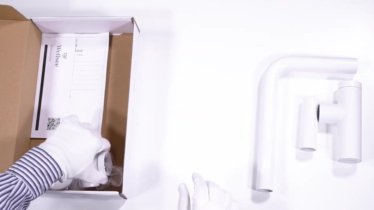 Сифон для раковины Wellsee Drainage System 182128000, латунь, цвет матовый белый — фото 1