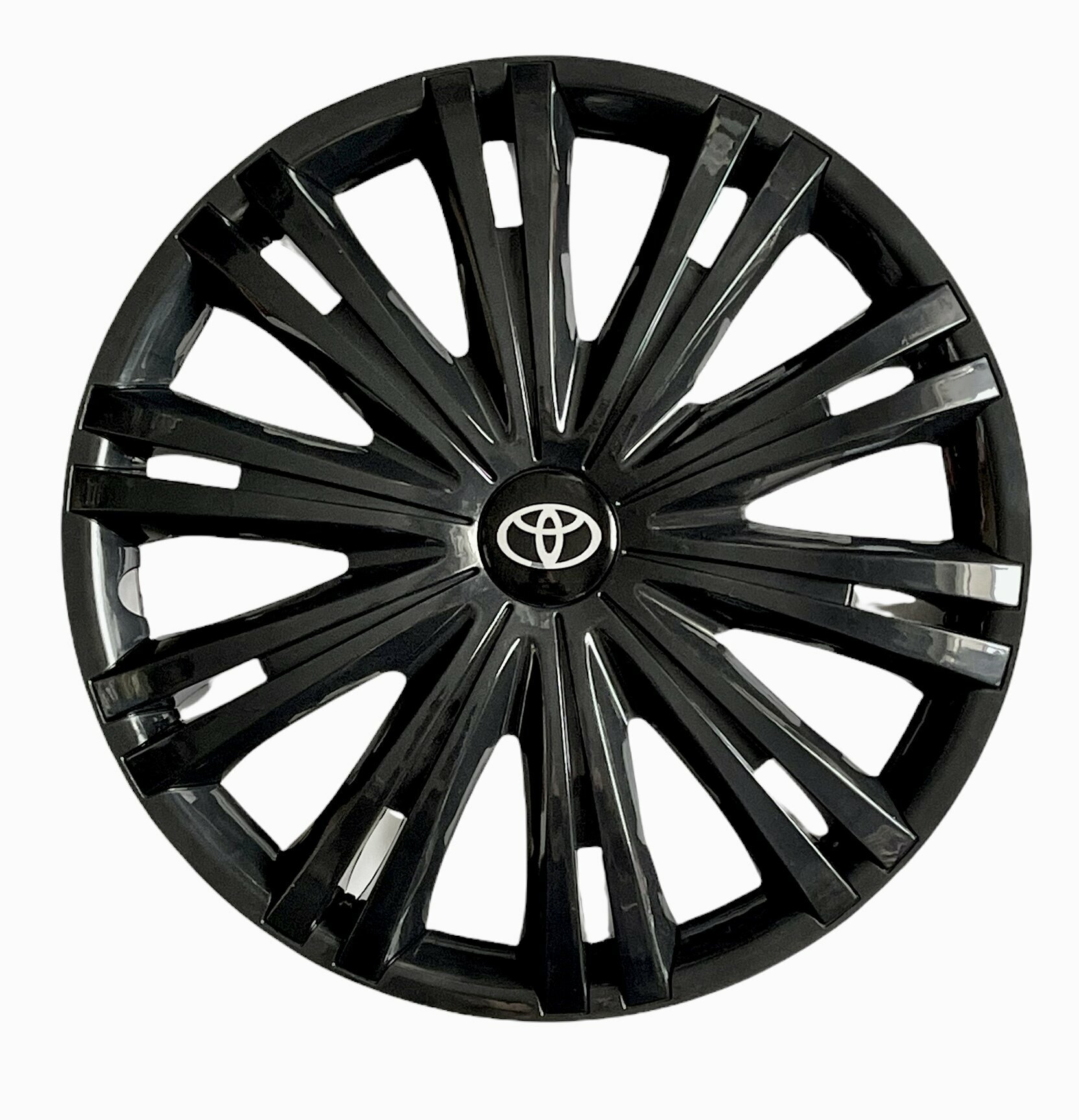 Автомобильные колпаки на диски тойта гига черная R15", в комплекте 4 колпака