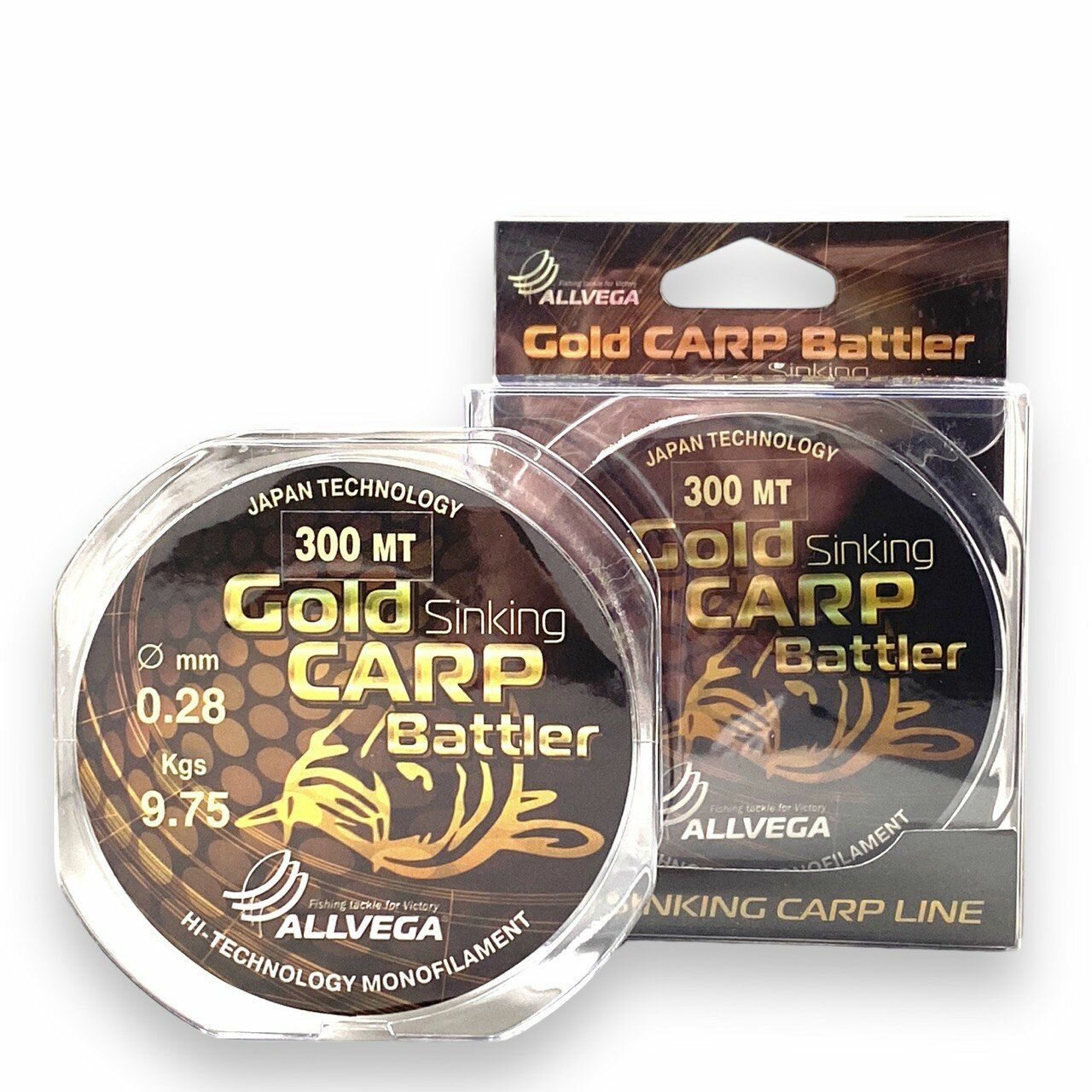 Леска монофильная ALLVEGA "Gold Carp Battler" 300м 0,28мм (9,75кг) коричневая, тонущая