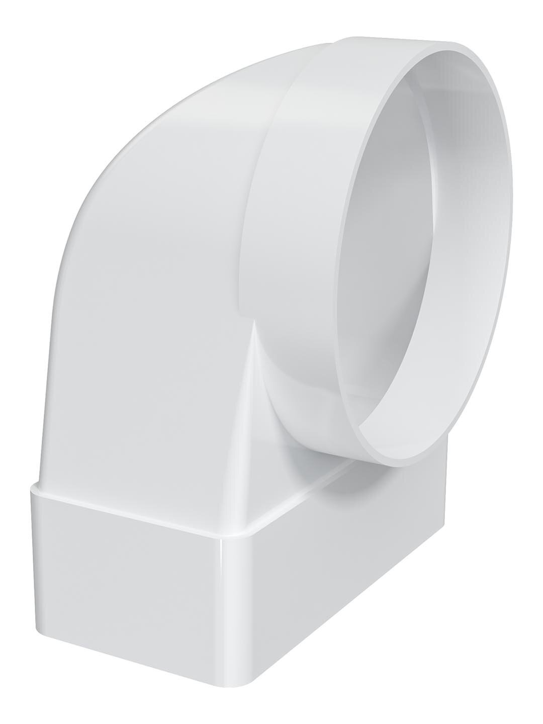 Переходник Era 612СК10ФП, D100 мм, 90°, 60х120 мм, пластик, круглый/прямоугольный, белый — фото 1