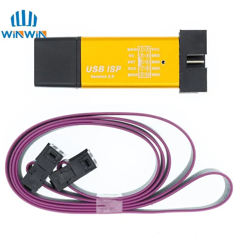 Программатор USB ISP USB ASP ATMEGA8 ATMEGA128 с поддержкой Win7 64K 10Pin на 6 Pin, 1 шт, Adapter Board — фото 1