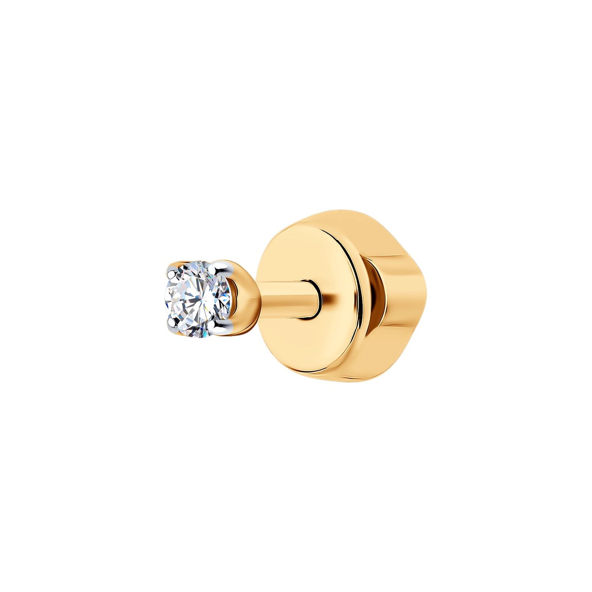 Моносерьга Diamant online, красное золото, 585 проба, фианит