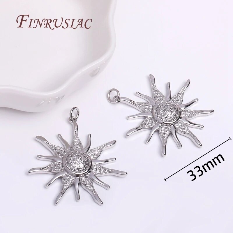 Золотые позолоченные подвески подсолнухи FINRUSIAC, 1 Piece, Серебряный