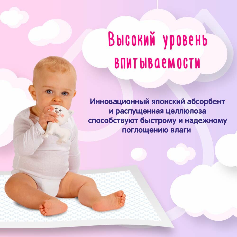 Пеленки Впитывающие Детские YokoSun Пеленки детские одноразовые размер 60х90 №10