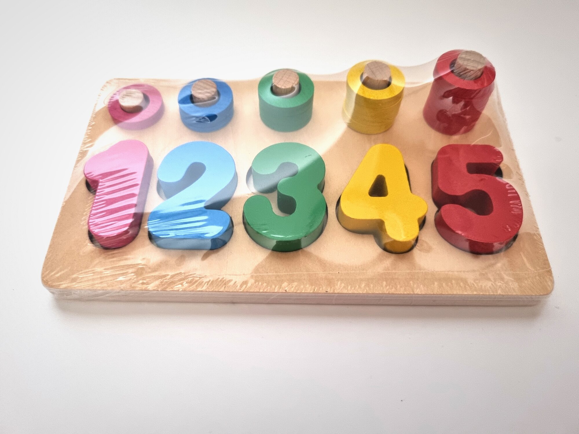 Деревянный сортер Радуга из 5 цифр и форм — фото 1