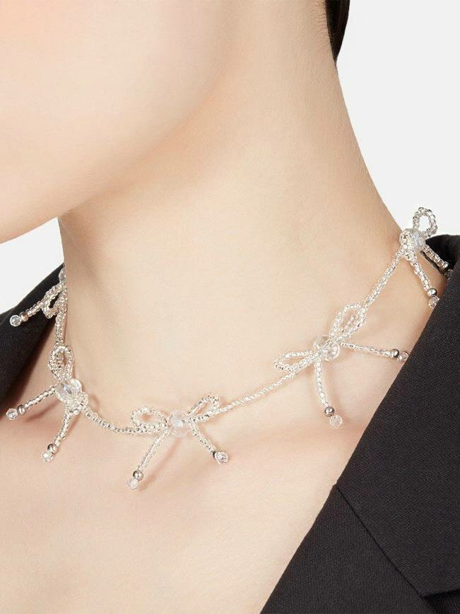 Колье Daily Daisy, стекло, длина 40 см, серебристый — фото 1