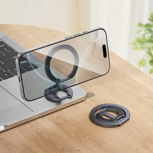 Изображение товара Магнитное кольцо HOCO GH9, держатель, подставка для телефона, металл, серый