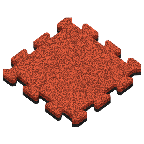 Newmix Резиновая плитка Пазл Рельефное основание 40 мм красная
