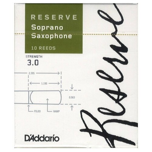 Трости для сопрано саксофона, размер 3, 10 шт - D ADDARIO WOODWINDS DIR1030 RESERVE SSX - 10 PACK - 3.0