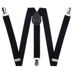 Подтяжки для брюк узкие (2.5 см, 3 клипсы, Черный) 50822 - изображение
