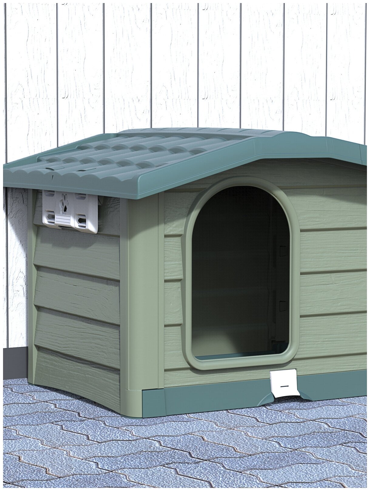 Будка для собак Bama Pet Bungalow M зеленый пластик 89 х 75 х 62 см (1 шт) - фотография № 6