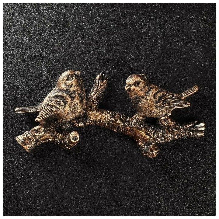 Подвесной декор "Веточка с двумя птичками" бронза
