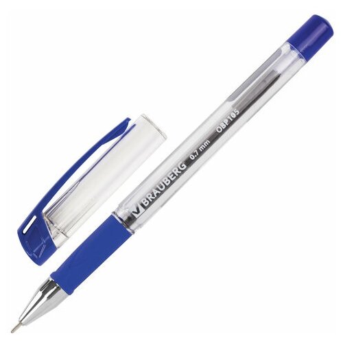 Ручка шариковая масляная с грипом BRAUBERG Time2rite синяя узел 0 7 мм линия письма 0 35 мм, 24 шт