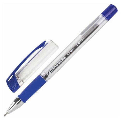 Ручка шариковая масляная с грипом BRAUBERG "Active", синяя, узел 0,7 мм, линия письма 0,35 мм, 12 шт