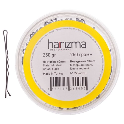 Невидимки Harizma 60 мм волна 250 гр черные h10536-15B зажим harizma professional аксессуары h10534 04b невидимки 50 мм волна коричневые невидимки 50 мм волна коричневые 250 г 1 шт