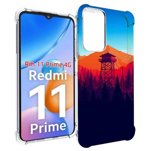 Чехол MyPads лес с оранжевыми горами для Xiaomi Redmi 11 Prime 4G задняя-панель-накладка-бампер