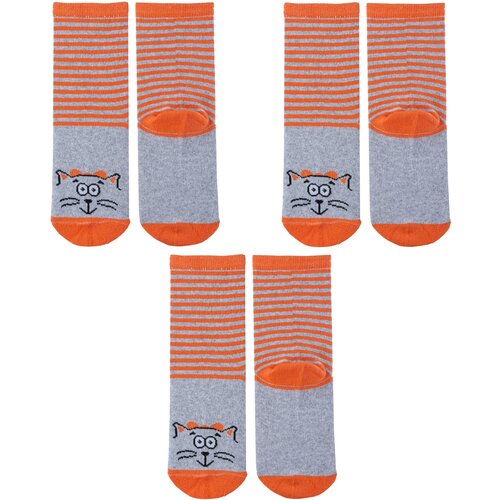 Носки Альтаир 3 пары, размер 20, серый, оранжевый носки альтаир 3 пары размер 20 оранжевый серый