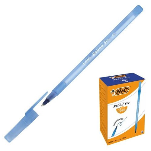 Ручка шариковая, чернила синие, 1.0 мм, среднее письмо, BIC Round Stic Classic