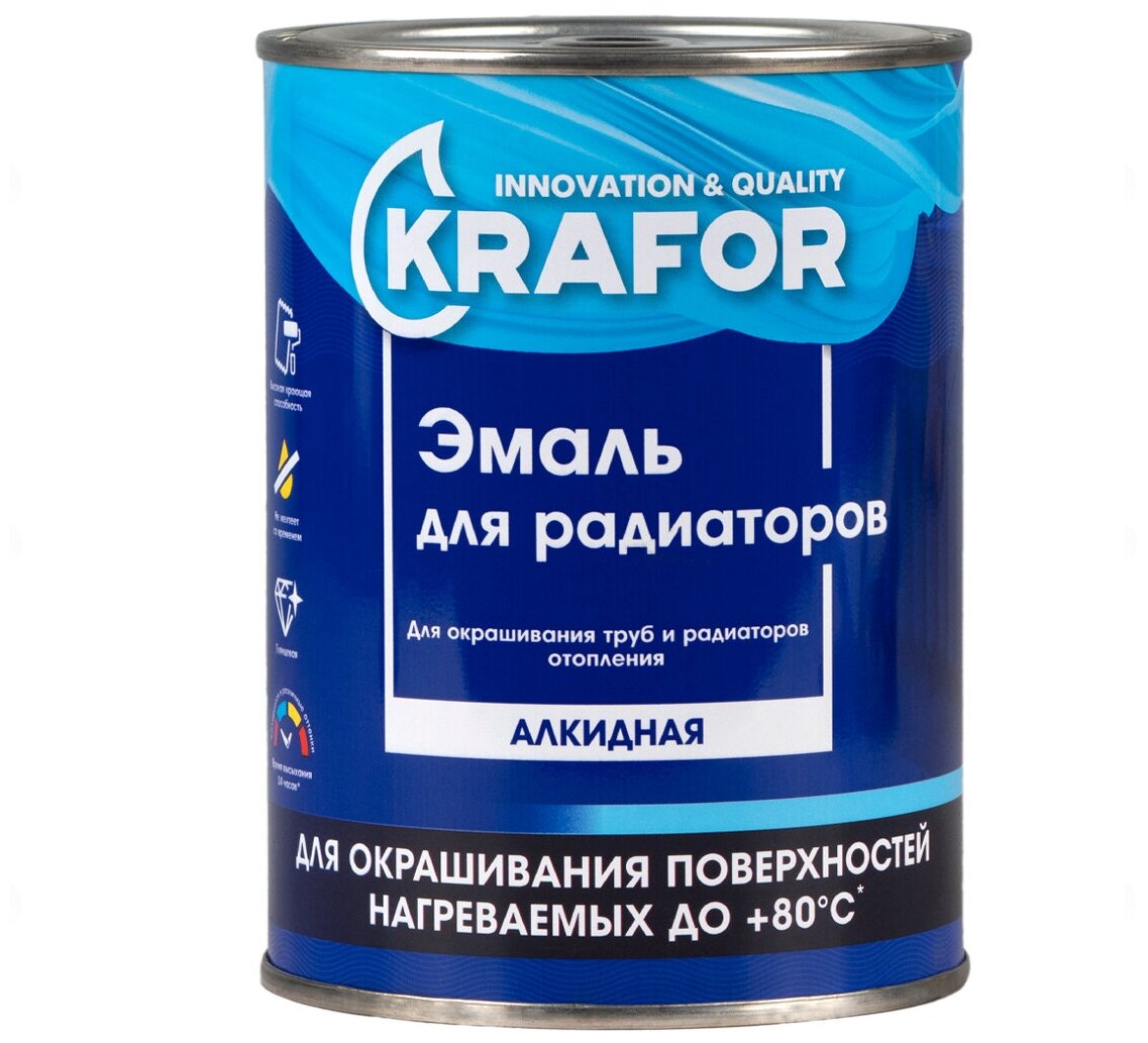 Эмаль для радиаторов белая 09 кг KRAFOR