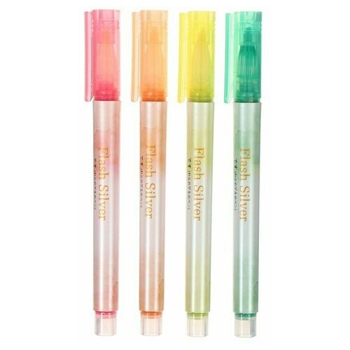 Набор маркеров текстовыделителей 4 цвета с блестками 611₽