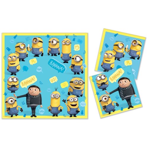 Салфетки бумажные ND Play Minions 2, трехслойные-1, 33х33 см, 20 шт, 3D дизайн (287111)