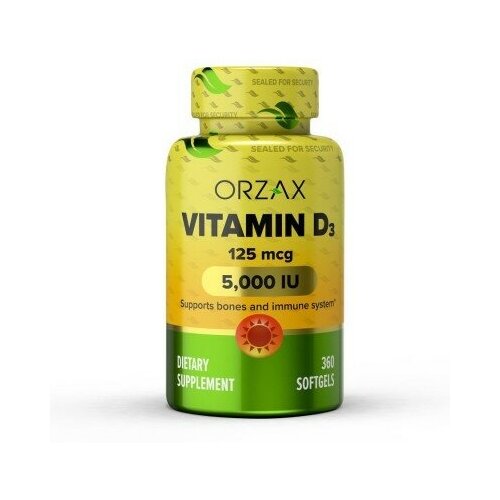 Витамин Д3 (Vitamin D3) 5000 МЕ, ORZAX, 360 капсул