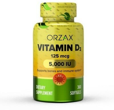 Витамин Д3 (Vitamin D3) 5000 МЕ ORZAX 360 капсул