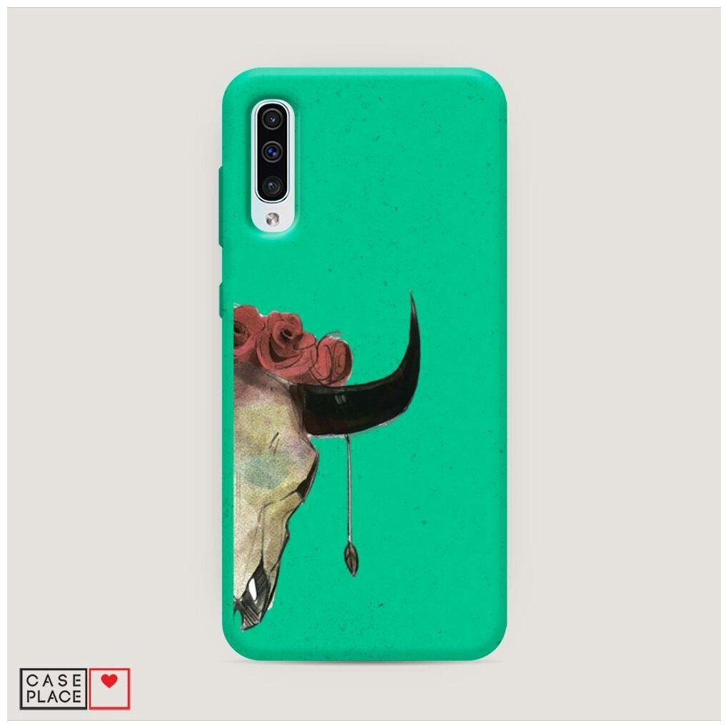 Эко чехол "Череп быка с розами" на Samsung Galaxy A50 / Самсунг Галакси А50