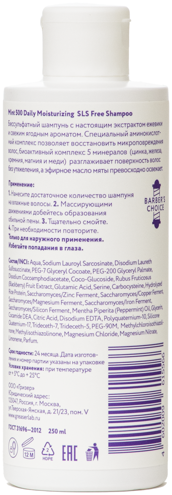 MINTSOO шампунь Daily Moisturising Blackberry Mint, 250 мл