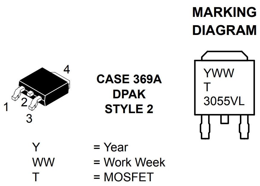 Транзистор MTD3055VL D-Pak, MOSFET, N-ch, 60В, 12А - фотография № 2