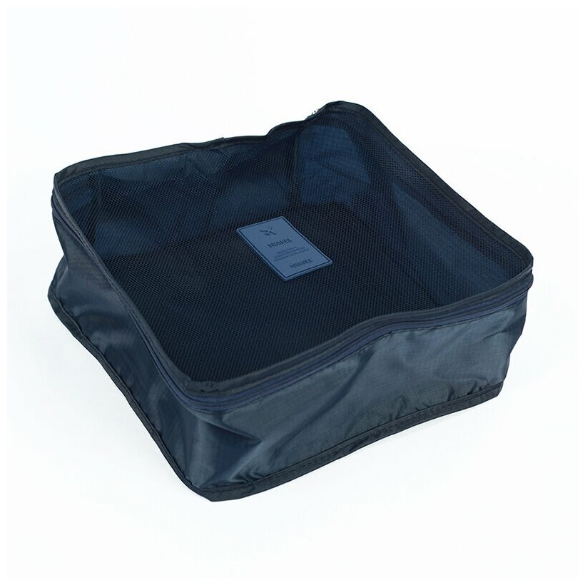 Дорожный органайзер для чемодана из 6 штук LAUNDRY POUCH, набор для путешествий и хранения вещей в чемодане, синий - фотография № 12