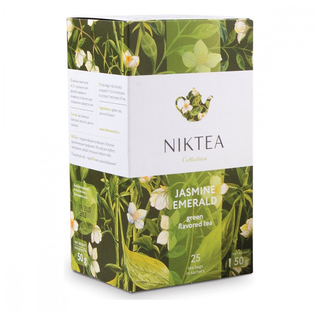 Чай Nikteа Jasmine Emerald/ Жасмин Эмеральд, чай зеленый с жасмином пакетированный, 25 п х 2 г - фотография № 8