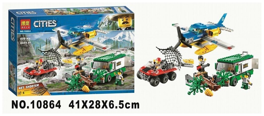 Конструктор пластиковый Cities "Ограбление у горной речки", 409 деталей