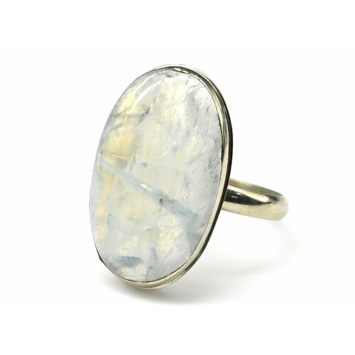 фото Кольцо радуга камня, бижутерный сплав, беломорит, лунный камень, размер 19, мультиколор