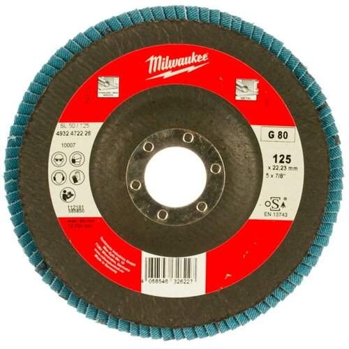 Диск лепестковый 125х222мм Р80 Zirconium Milwaukee 4932472226 1016₽